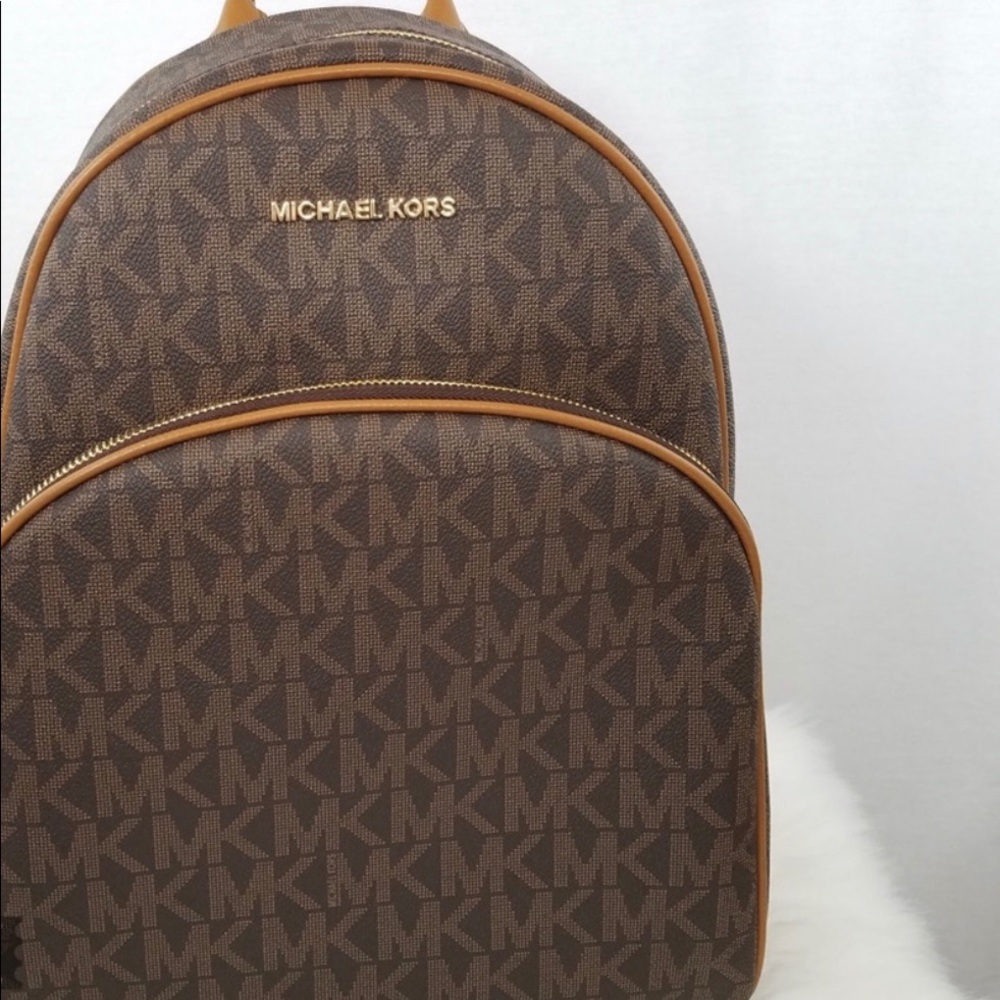Michael Kors brown/acorn large abbey backpack
